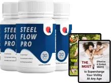 Three bottles of Steel Flow Pro with two bonus digital guides